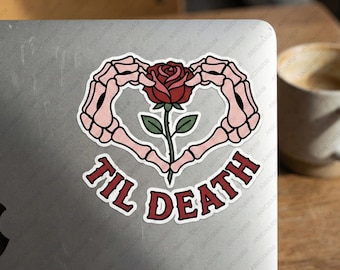 Til Death PNG, Skeleton Heart Hands Rose, Gothic Sublimation Art, Digital Download File