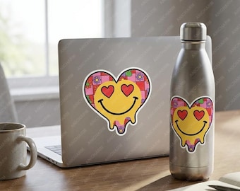 Melting Smiley Face PNG, Retro Groovy Clipart, Psychedelic Smile Art, Digital Download File