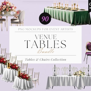 VENUE TABLE Bundle -personnalisation de la scène d’événement, maquette de meubles png, maquette de scène, modèle canva, chaise png, maquettes d’événements, maquette de lieu