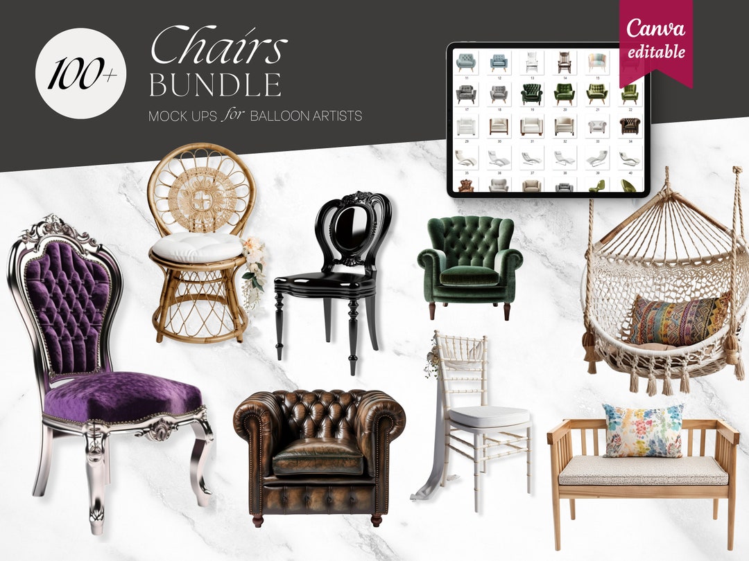 Chairs Bundle -customizing Scene, Furniture Mockup Png, Scene Mockup ...