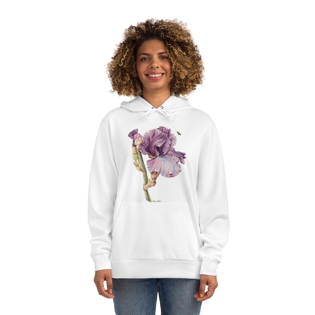 Iris and Bee Fashion Hoodie - Classic FLORAL Sweatshirt, Garden ...
