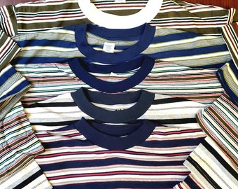 Tee Shirt, oversize, stripe, 100% Cotton, New, old stock, vintage 80s. Made in USA. FIts