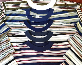 Tee Shirt, oversize, stripe, 100% Cotton, New, old stock, vintage 80s. Made in USA. FIts