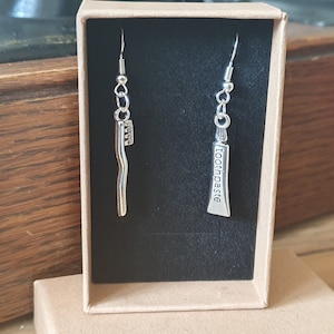 Zahnbürste und Zahnpasta Ohrringe, Zahnpflege, Zahnhygiene, Zahnarzt Geschenk, Zahnarzt Schmuck, Zahntechniker, süße Ohrringe, lustig