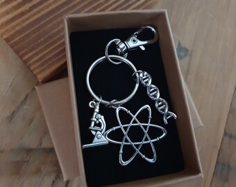 Science Keyring | Atom, DNA, Microscope Charms