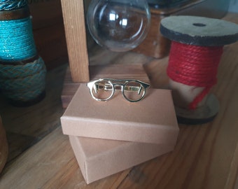 Runde Brillen Krawattenklammer | Beinhaltet kostenlosen Versand Geschenkbox Geschenkkarte | Krawatte Accessoires | Optiker Augenarzt Optiker | Geschenk für Ihn