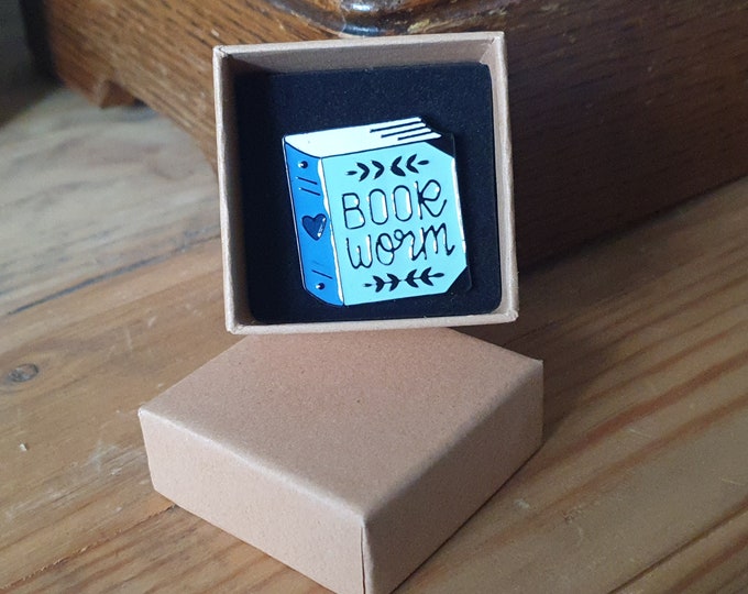 Bookworm Pin Badge/Brooch | Includes Free Shipping, Gift Box and Gift Card |
