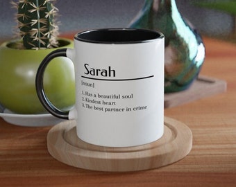 Personalized Name Definition Mug, Personalize Name Coffee Mug with Definition, Custom Name Mug, White 11oz Ceramic Mug with Color Inside