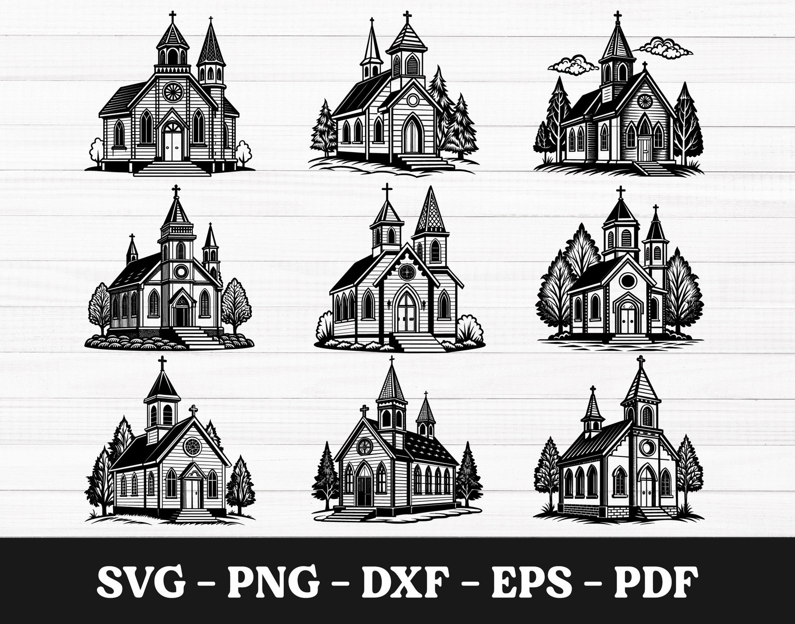 Church SVG, Church Svg Bundle, Church Clipart, Church Silhouette ...