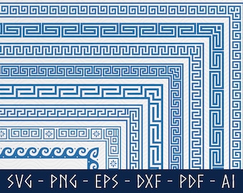 Greek Decorative Border SVG, Greek Frame Svg, Decorative Elements Meanders Border Svg, Greek Key Frame Svg, Greek Key ClipArt