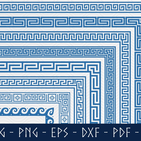 Greek Decorative Border SVG, Greek Frame Svg, Decorative Elements Meanders Border Svg, Greek Key Frame Svg, Greek Key ClipArt