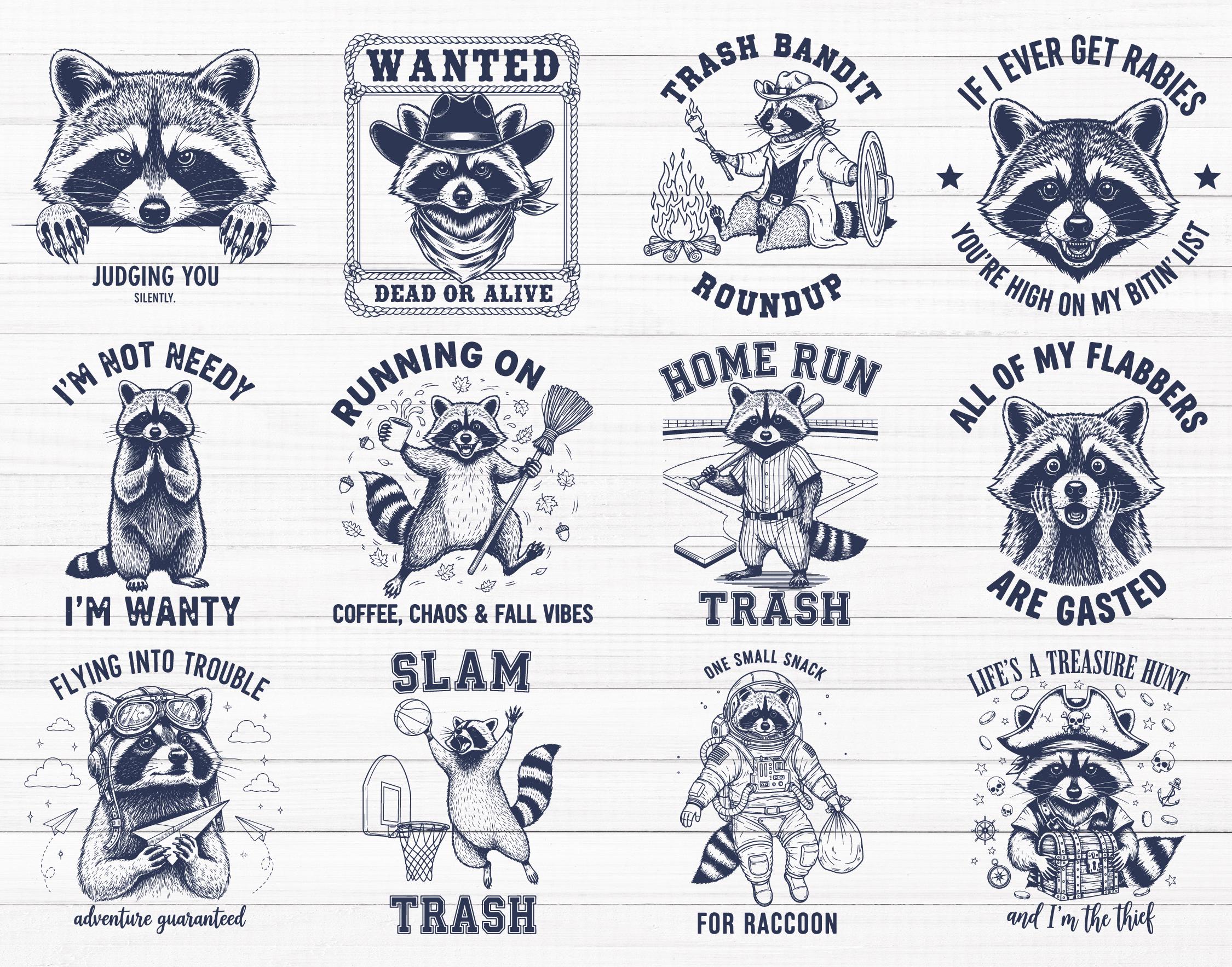 60 Funny Raccoon SVG Bundle, Cute Raccoon Svg, Cowboy Raccoon Svg ...