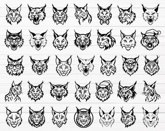 Pacchetto SVG Lynx Face (35 file: SVG, PNG e altro) Download immediato, uso commerciale