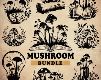 Mushroom Svg, Mushroom Svg Bundle, Mushroom Clipart, Mystical Mushroom Png, Magic Mushroom Svg, Boho Mushroom Clipart, Mushroom Png, Pdf