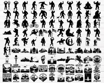 Bigfoot SVG Bundle (100 SVG & PNG Files) Instant Download, Commercial Use