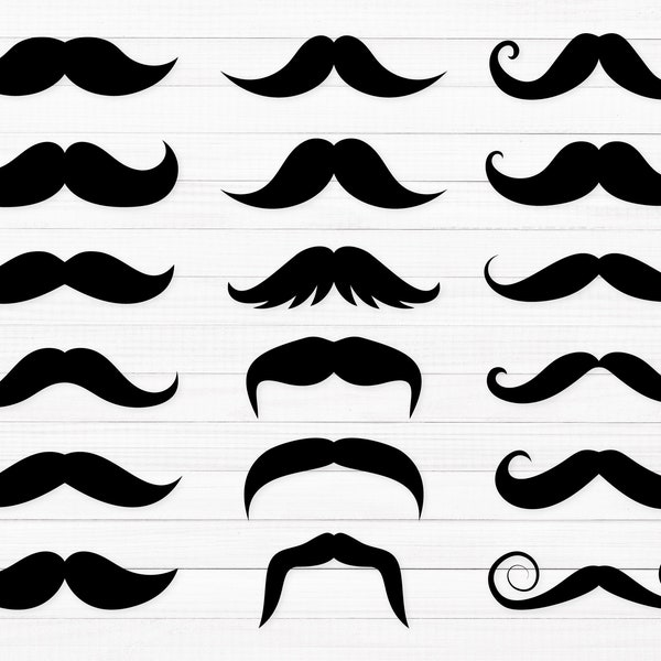 Moustache SVG, Svg moustaches, Clipart moustache, moustache Bundle Svg, vecteur moustache, Silhouette moustache, moustache couper fichier pour Cricut