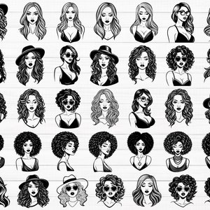 美しい女性 SVG、女性の顔 SVG、女性の昇華、美しい少女 SVG、アフロ女性 SVG、女性のヘアスタイル SVG、女性のシルエット、女性 PNG