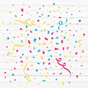Colorful Confetti Streamers Svg, Confetti Svg, Party Streamer Svg, Cricut Cut Files, Birthday Party,  Scattered Confetti, Design Space