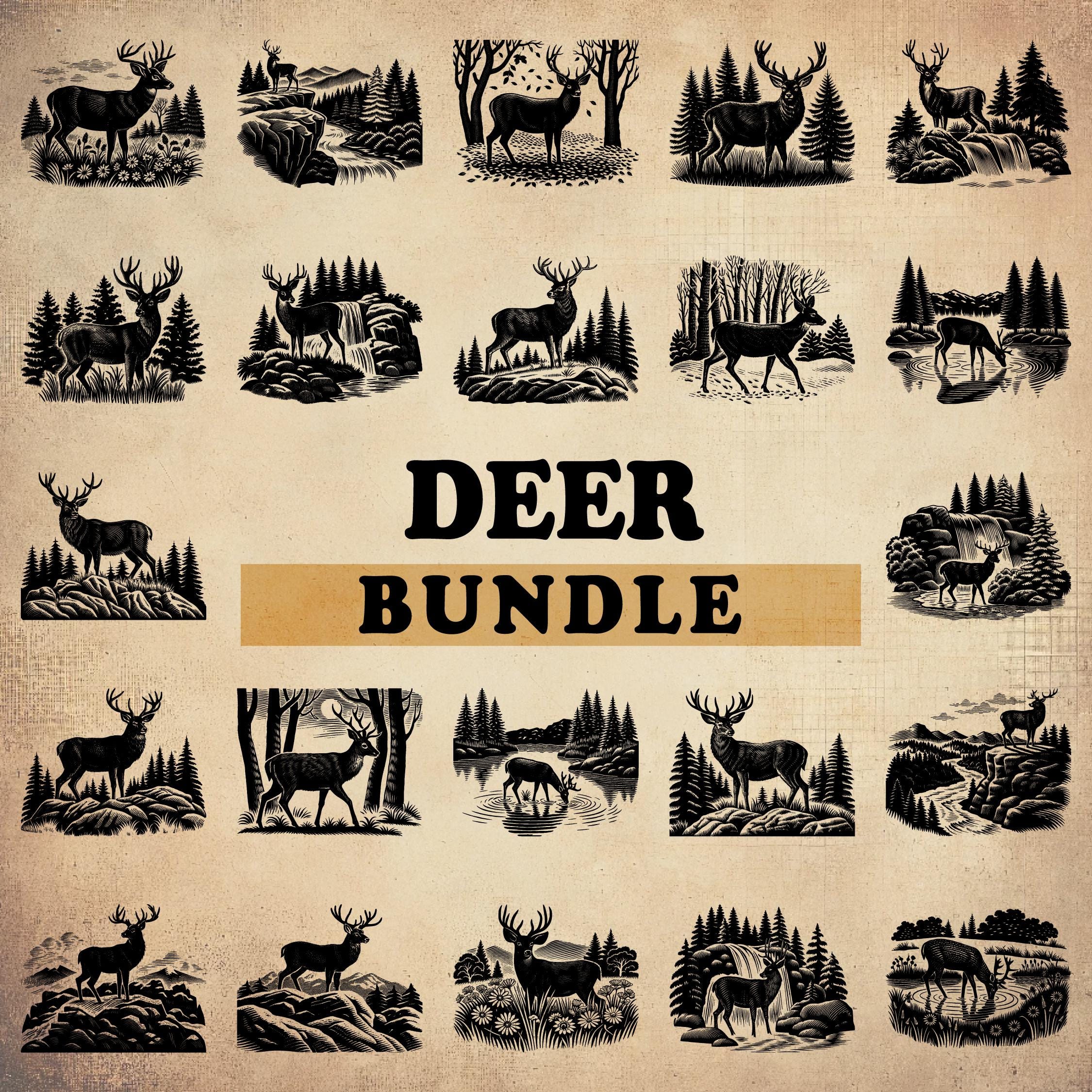 Deer in Forest SVG Bundle (30 SVG & PNG Files) Instant Download ...