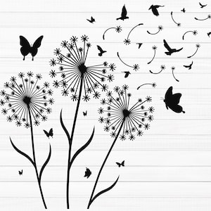 Dandelion SVG, Floral SVG, Dandelion Svg Bundle, Dandelion Png, Flower Svg, Dandelion Clipart, Wild Flower, Digital Download