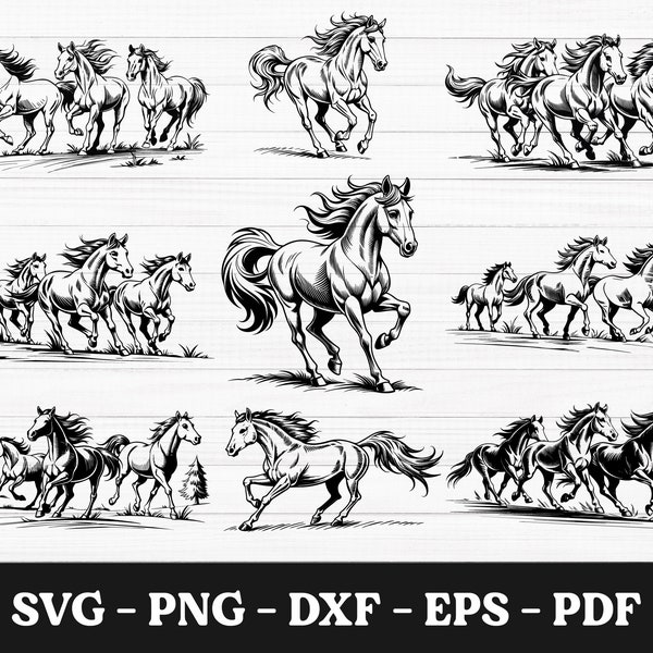 Horse SVG Bundle, Running Horse Svg, Horse Svg, Wild Horse Svg, Arabian Horse Svg, Horse Clipart, Horse Stickers Png, Horse Silhouette