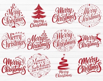 Merry Christmas SVG-bundel (24 SVG- en png-bestanden) direct downloaden, commercieel gebruik