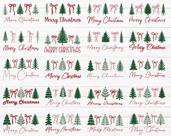 コケットボウクリスマスツリーSVG、メリークリスマスSVGバンドル、クリスマスツリーシャツデザイン、ミニマリストホリデーPNG、ホリデーカットファイルCricut