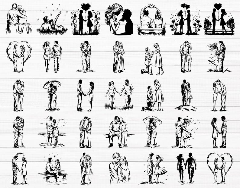 Couple Svg, Lovers Svg, Couple Silhouette, Husband Wife Svg, Couple Clipart, Anniversary Svg, Husband And Wife Silhouette, Couple Png image 2