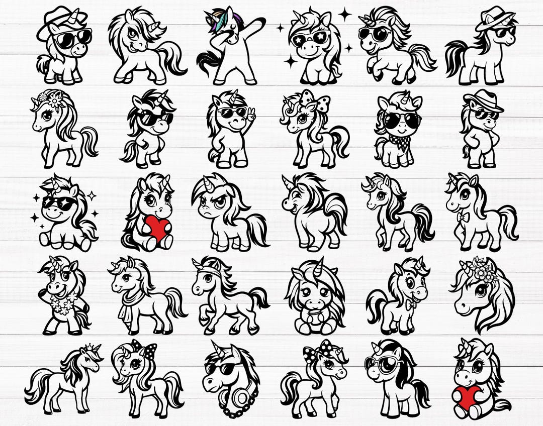 Cute Unicorn SVG Bundle (50 SVG & PNG Files) Instant Download ...