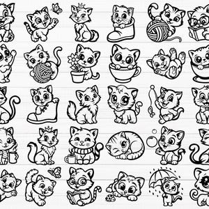 Cartoon Cat SVG, Cute Cat Svg, Funny Cat Svg, Cat Clipart, Kitten Svg, Crazy Cat Silhouette, Animal Svg, Kitty Svg, Cute Cat Png