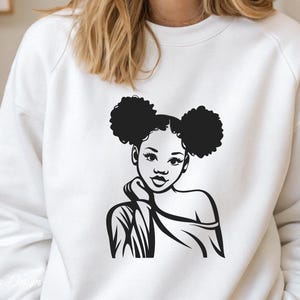 Afro Woman SVG, Afro Girl Svg, Afro Queen Svg, Afro Svg Cut File, Black Queen Svg, Afro Hair Svg, Beautiful Black Woman Svg, Afro Woman Png image 2