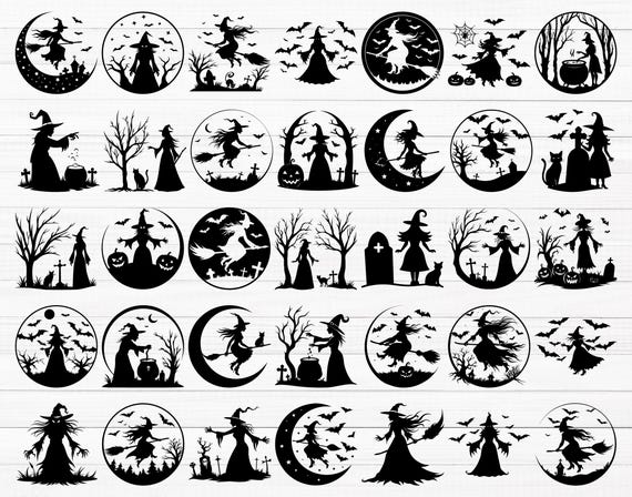 Witch SVG, Halloween Witch Svg, Witch Silhouette, Witch Hat Svg, Witch Broom Svg, Flying Witch Svg, Cute Witch Svg, Spooky Witch Svg, Png