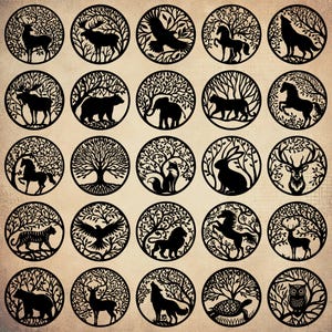 Tree of Life SVG Bundle, Tree Laser Cut Svg Files, Tree Svg, Woman Tree Svg, Animal Tree Svg, Cut File For Cricut, Woodland Animals Svg, Png