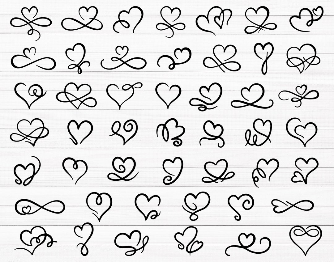 Hearts Svg Bundle, Hand Drawn Heart Svg, Heart Svg, Open Heart Svg ...