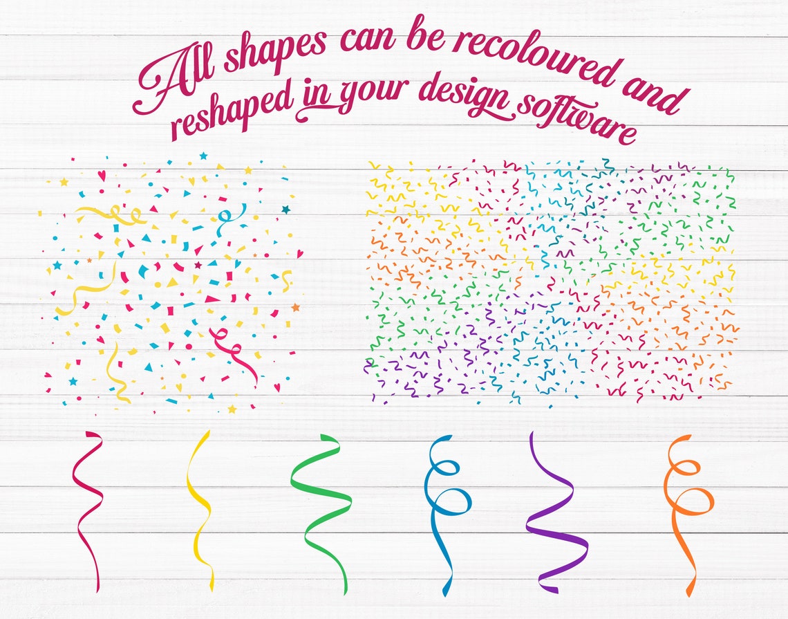 Colorful Confetti Streamers Svg, Confetti Svg, Party Streamer Svg