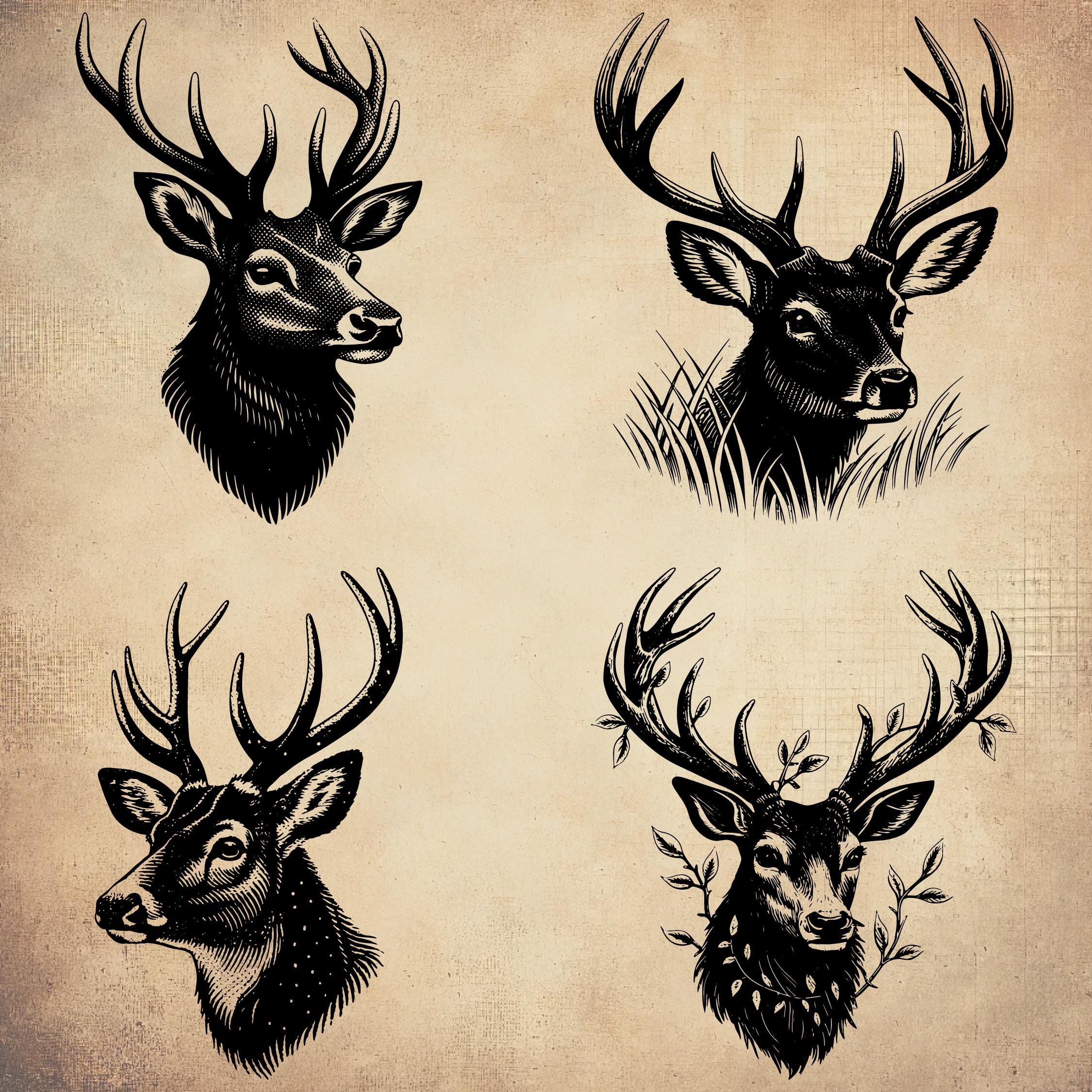 Deer Head SVG Bundle (25 SVG & PNG Files) Instant Download, Commercial ...