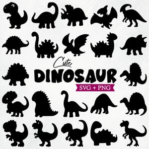 Cute Dinosaur SVG, Dinosaur Silhouette, Kids Dinosaur Svg, Dino Svg, Dinosaur Clipart, Baby Dinosaur Svg, T-rex Svg, Cute Dinosaur Png