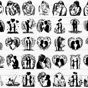 カップル SVG、恋人 SVG、カップルのシルエット、夫婦 SVG、カップルのクリップアート、記念日 SVG、夫婦のシルエット、カップル PNG