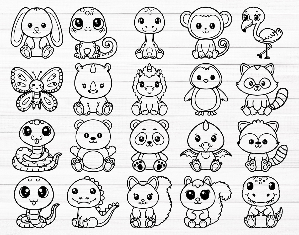 Cute Animals SVG Bundle (100 SVG & PNG Files) Instant Download ...
