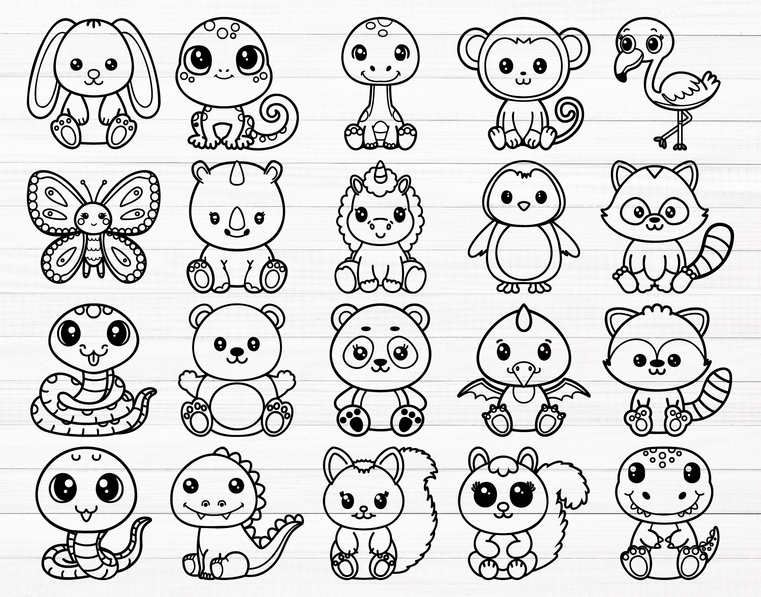 Cute Animals SVG Bundle (100 SVG & PNG Files) Instant Download ...