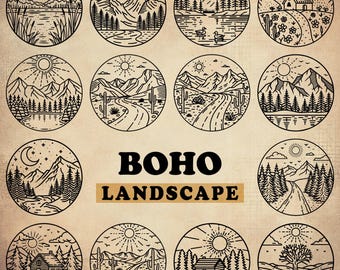 Boho Landscape SVG Bundle (104 SVG & PNG Files) Instant Download, Commercial Use