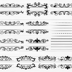 Ornaments SVG, Decorative Elements Bundle SVG, Flourishes SVG, Text Divider Svg, Silhouette Border Svg, Dividers Borders Svg, Line Svg,Lines