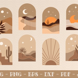 Paquete SVG boho moderno, SVG de elementos boho, SVG boho, SVG minimalista, SVG hippie, paquete SVG boho abstracto, Cricut boho, Floral boho
