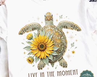 Sea Turtle PNG, Sunflower Turtle Png, Coastal Turtle Png, Ocean Turtle Png, Beach Life Png, Turtle Lover Png, Sublimation Design