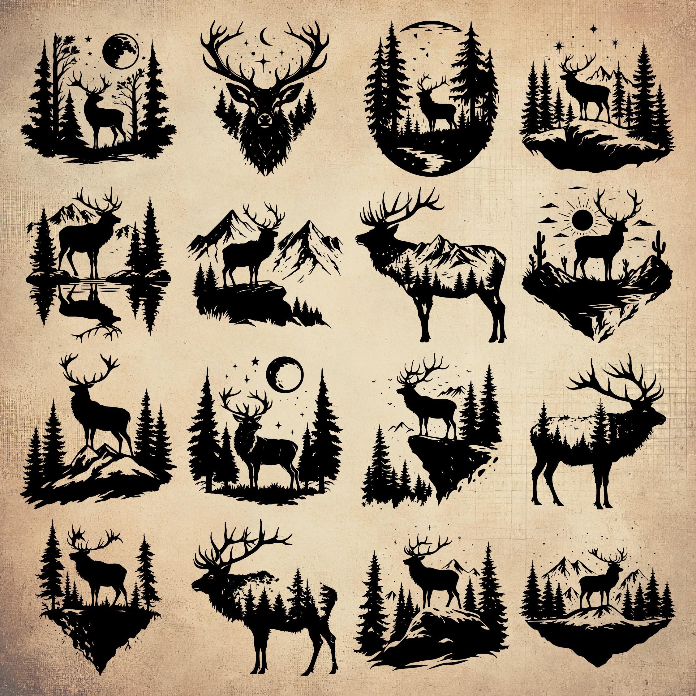 Elk Rack Svg Elk SVG Bundle, Elk Head Svg, Elk Mountain Svg, Elk Scene Svg, Elk ...