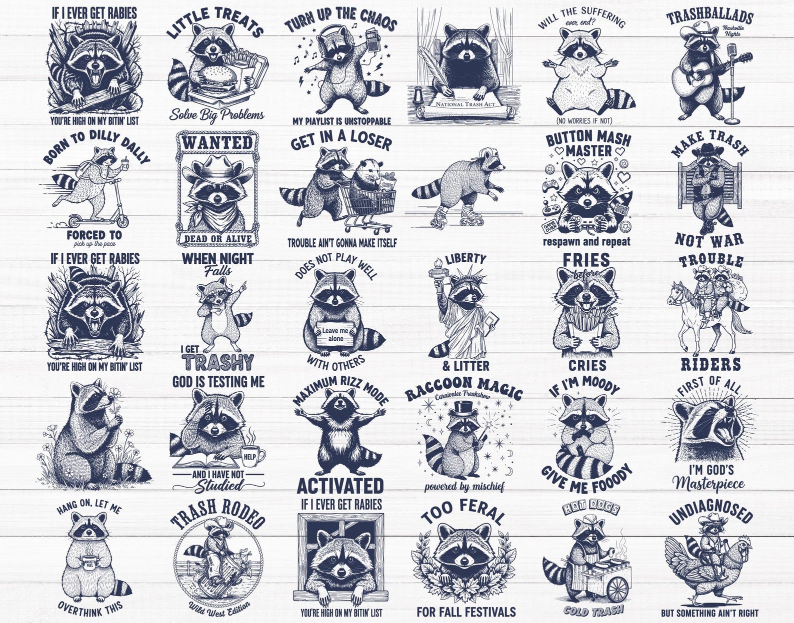 60 Funny Raccoon SVG Bundle, Cute Raccoon Svg, Cowboy Raccoon Svg ...