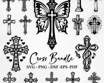 Cross SVG-bundel (50 bestanden: SVG, PNG en meer) Minimalistisch religieus silhouet, Instant Download, Commercieel gebruik