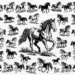 Horse SVG, Running Horse Svg, Horse SVG Bundle, Wild Horse Svg, Arabian Horse Svg, Horse Clipart, Horse Stickers Png, Horse Silhouette, Dxf
