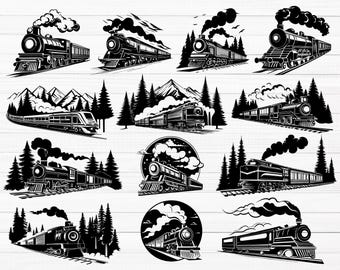 Train SVG Bundle (15 Files: SVG, PNG & More) Instant Download, Commercial Use