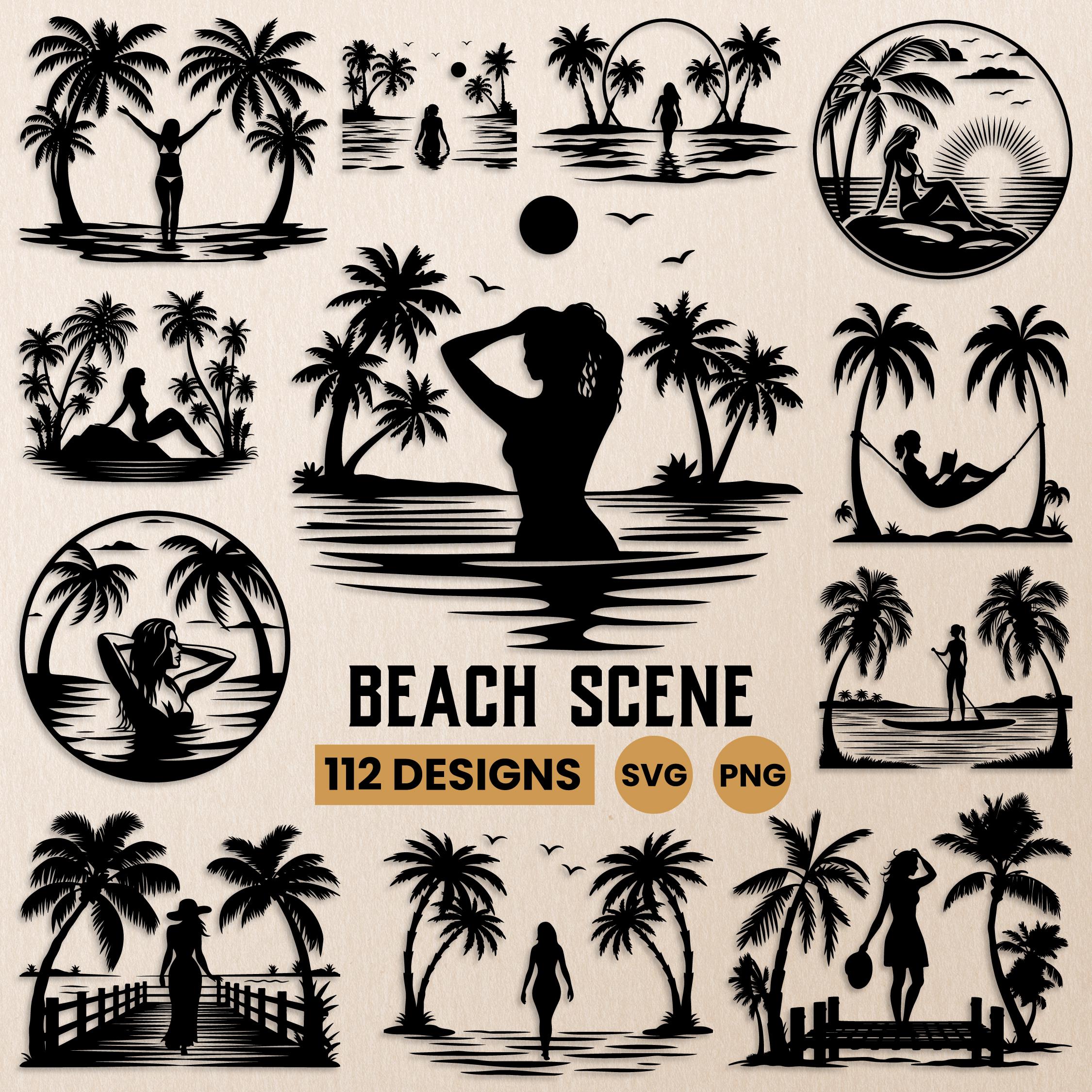 Beach Scene SVG Bundle (112 SVG & PNG Files) Instant Download ...